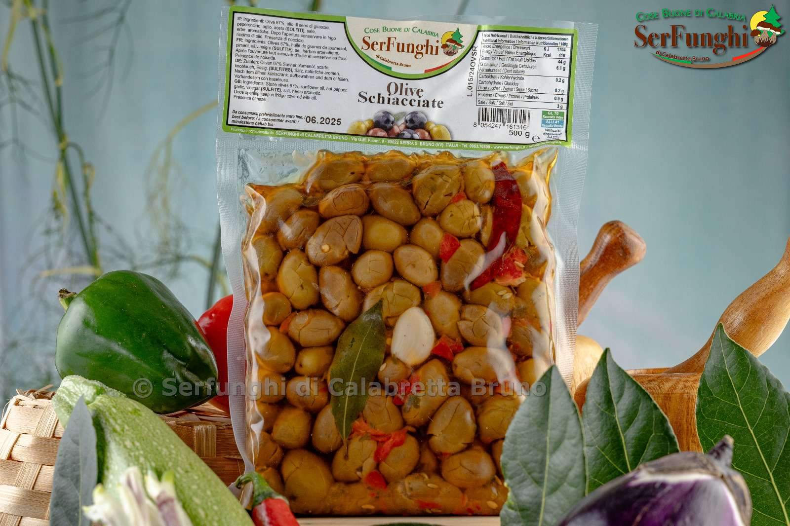 Olive verdi schiacciate sott’olio 500gr